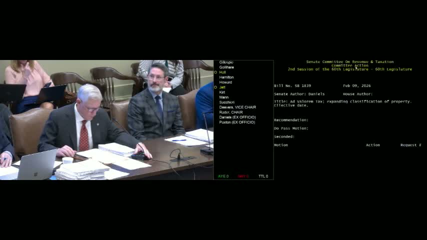 Senate panel approves exemption for low‑value personal property from ad valorem tax