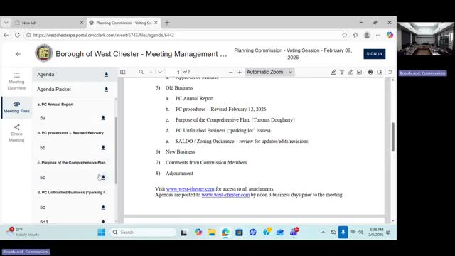 West Chester planning commission weighs street safety, tree canopy and attainable housing in comp‑plan review
