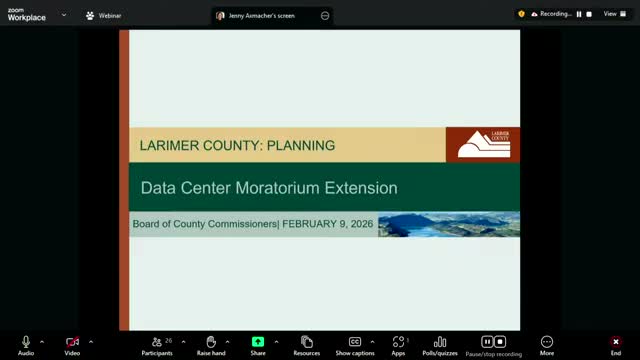 Larimer County extends temporary moratorium on data centers to Aug. 25, 2026 amid water, energy and public‑input concerns
