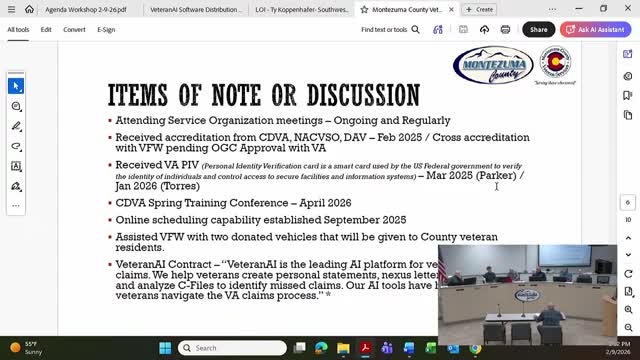 Veteran services office seeks county purchase of Veteran AI licenses to speed claims help