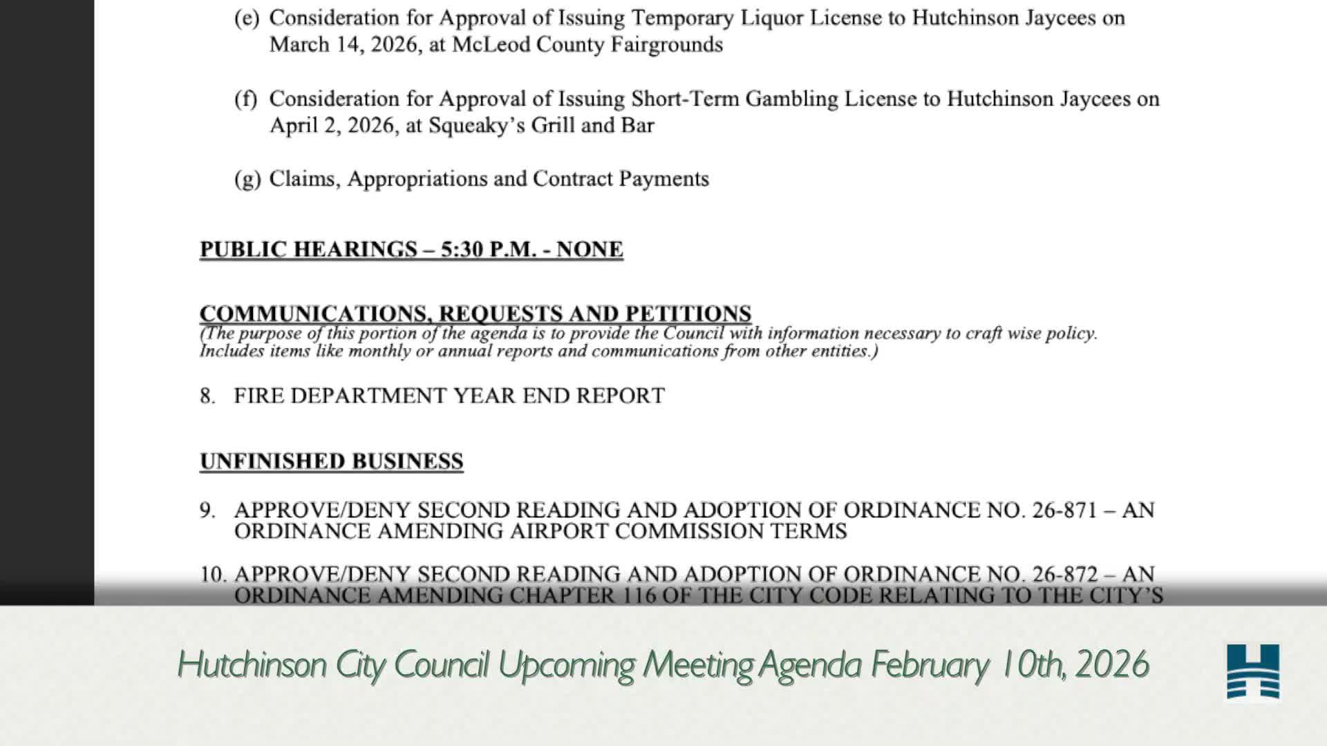 Hutchinson agenda includes ordinance amendment to extend lodging tax to short-term rentals