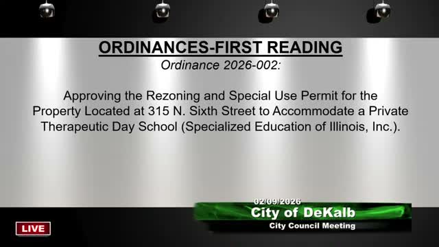 Council approves rezoning and special-use permit for private therapeutic day school at 315 North 6th Street
