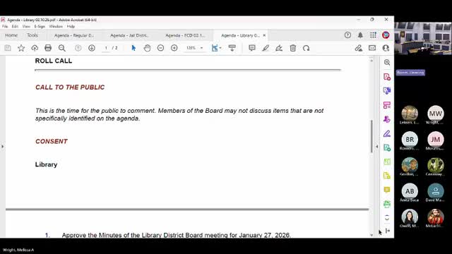 Cochise County Library District approves consent agenda items 1 and 2, 3-0