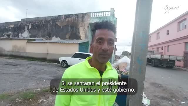 Unidentified Cuban interviewee urges peace and economic relief, blames the Castros