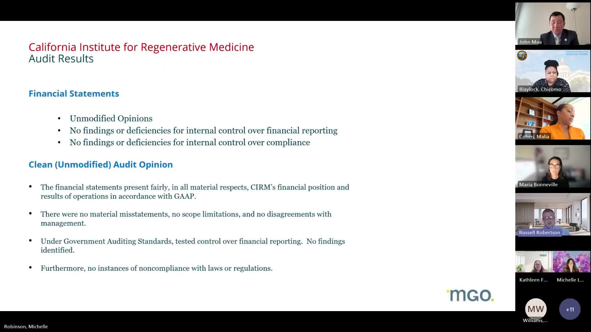 Oversight committee adopts CIRM FY2024 audit after auditors report 'unmodified opinion'