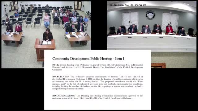 Bryan County delays R‑15 ordinance on small farm animals; commissioners send draft back to staff and Planning & Zoning