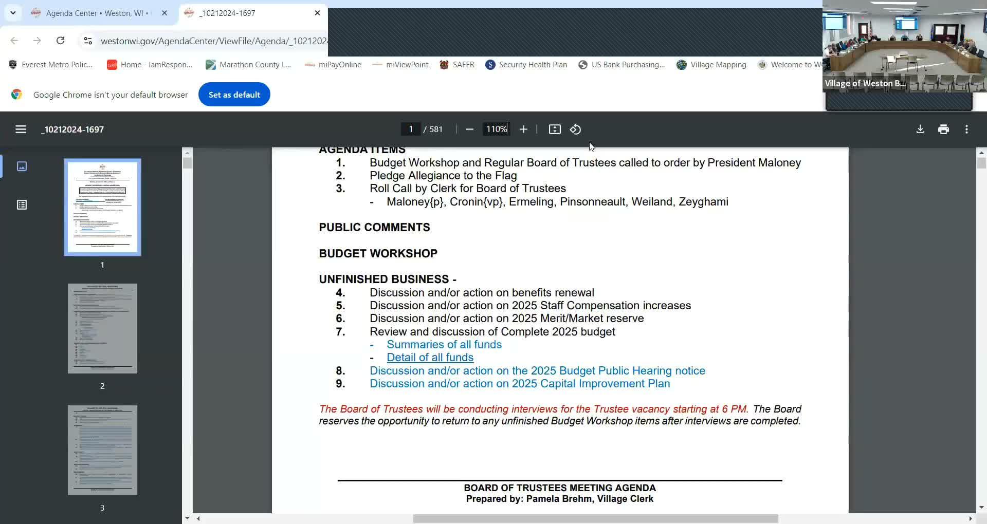 Weston trustees approve benefits renewal, 3% staff pay increase and $15,000 merit reserve