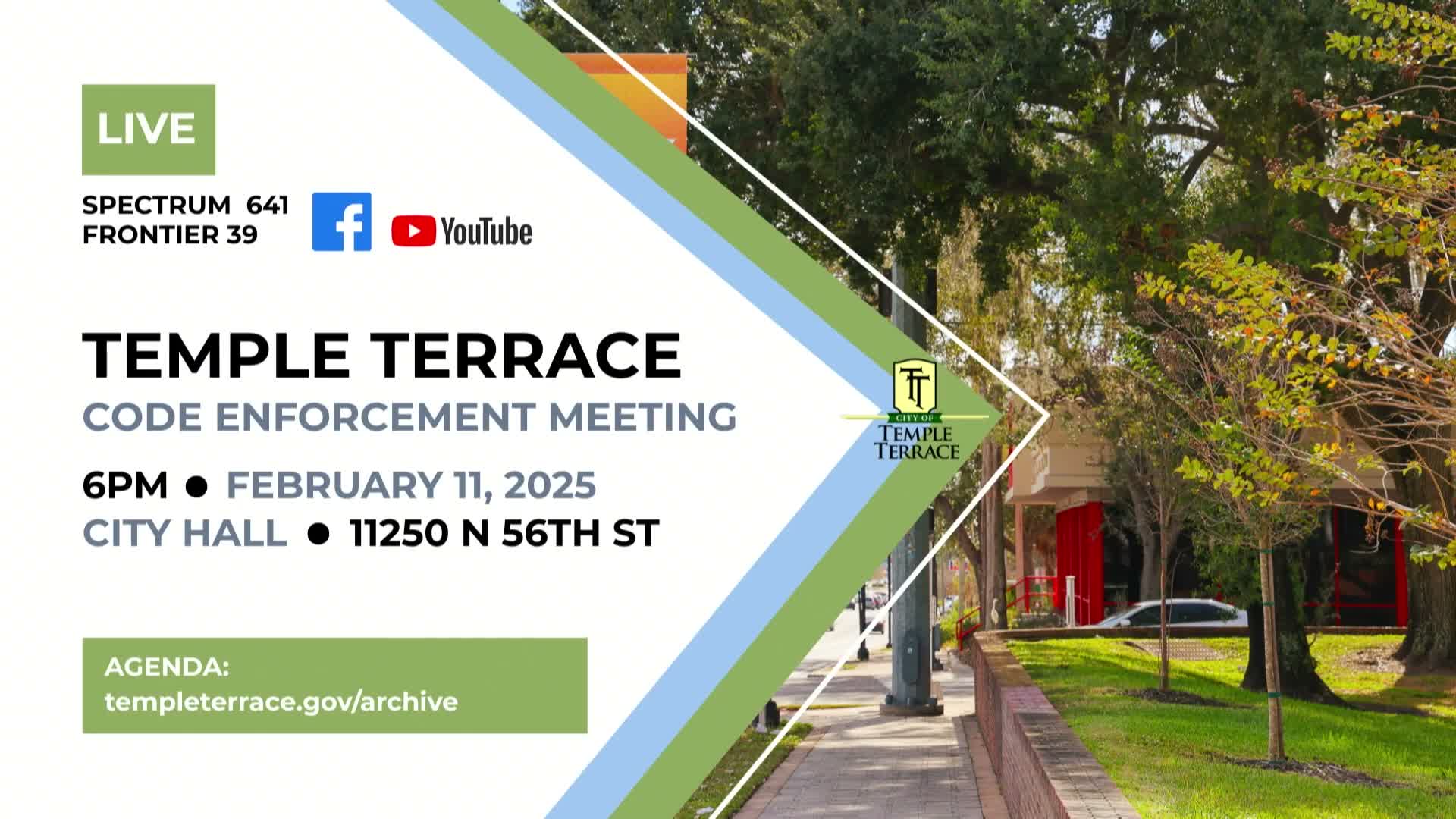 Code Enforcement Board grants multiple 30‑day extensions, orders corrections across Temple Terrace properties