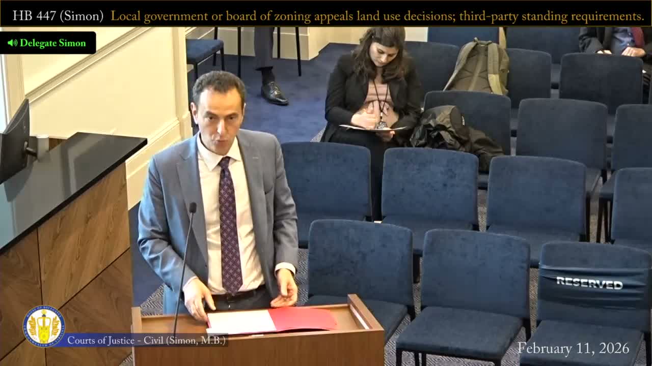 Va. subcommittee advances bill tightening who can sue over local land‑use approvals