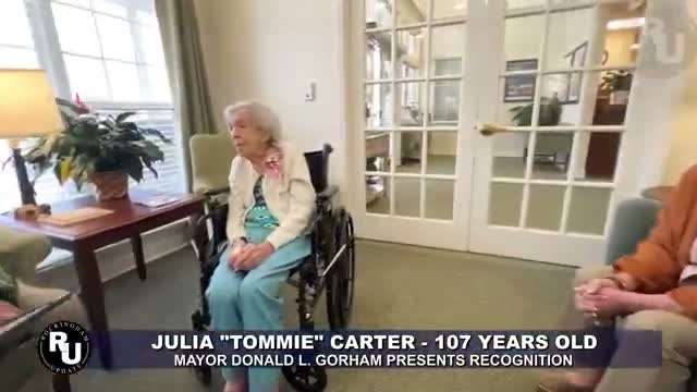 Mayor presents certificate recognizing 107th birthday of local resident Tommy Carter