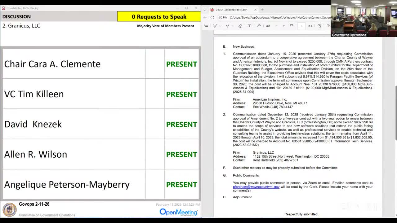 Wayne County committee approves Granicus amendment to add public service-request platform