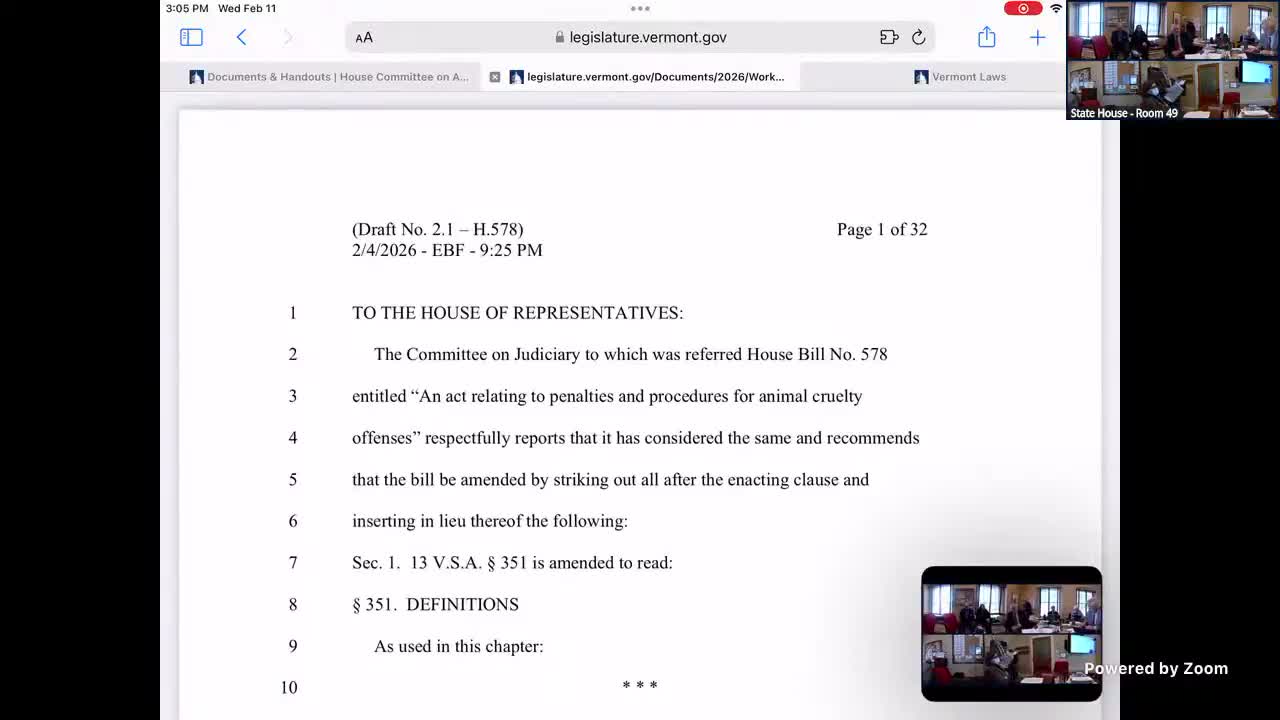 House Bill 578 would expand animal‑cruelty definitions and speed seizure and forfeiture procedures for animals, including livestock in some cases