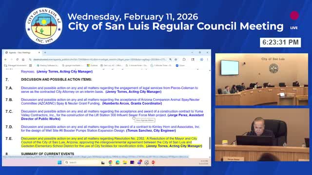 San Luis council engages Pierce Coleman for interim city-attorney services, authorizes up to $100,000
