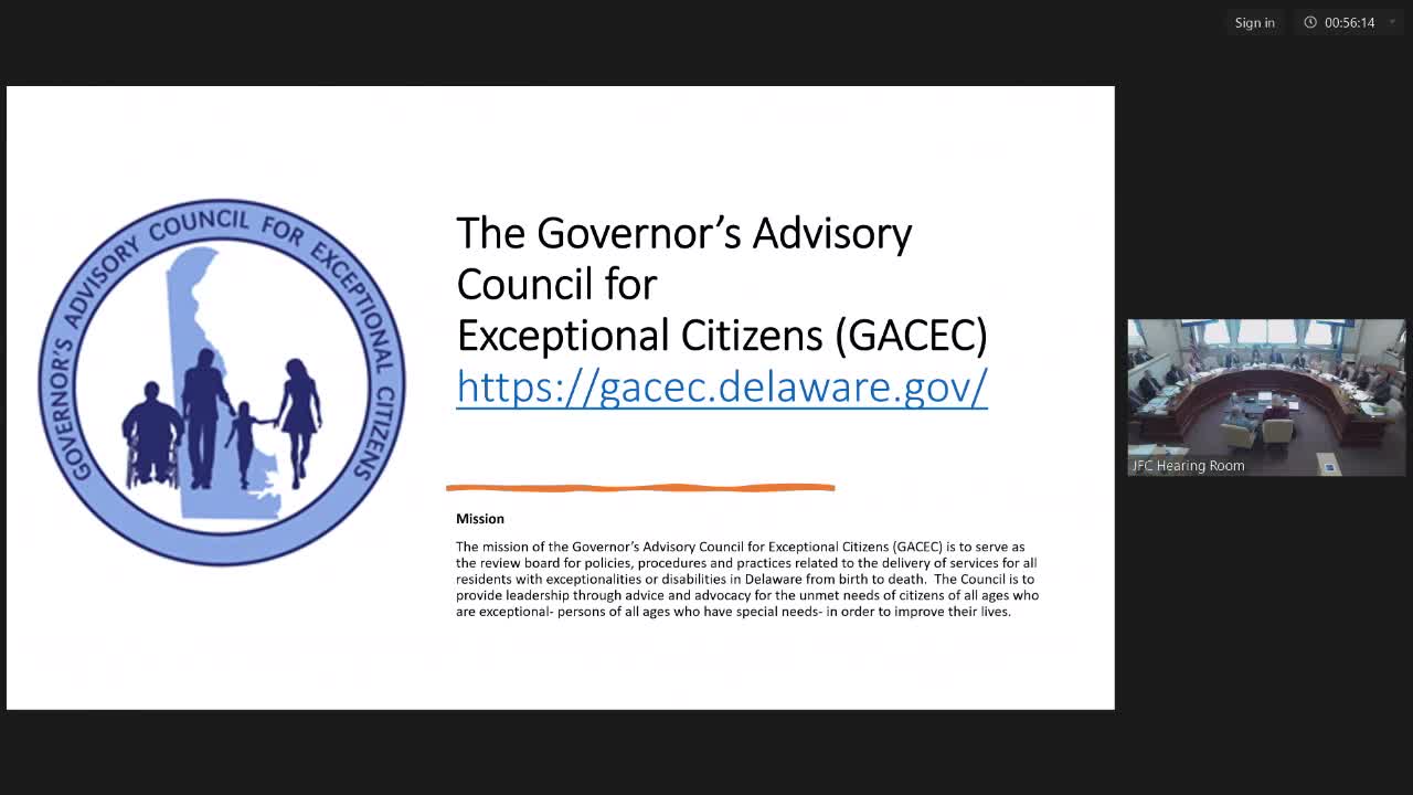 Governor’s Advisory Council for Exceptional Citizens urges earlier inclusion in policymaking; highlights DelDee Hub usage