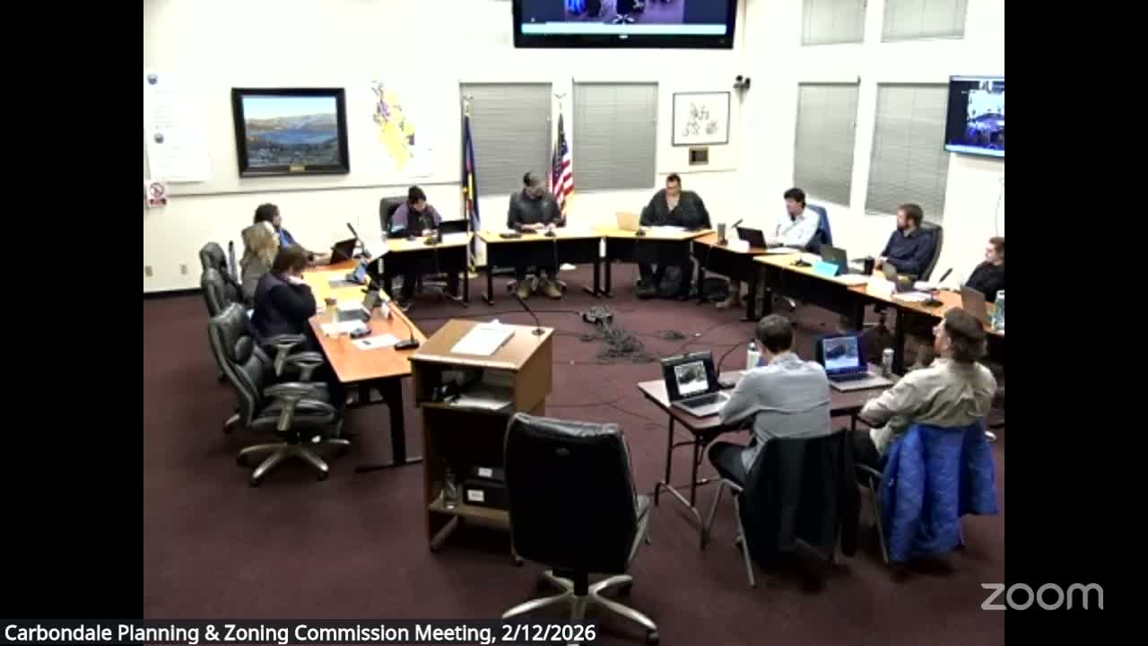 Carbondale planning commission continues hearing on proposed mixed‑use building at 242256 Main Street amid height, shading and public‑access questions