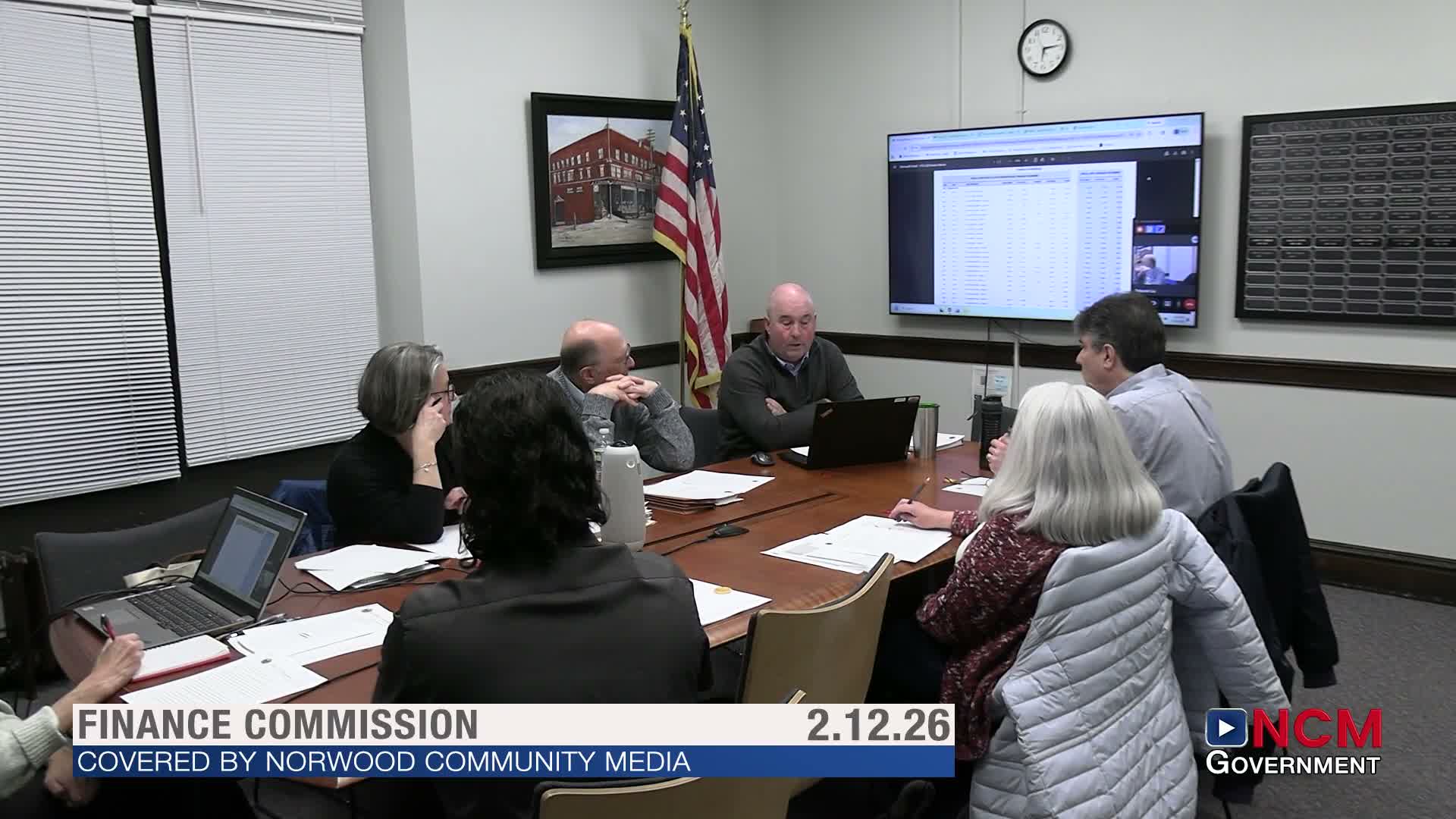 Norwood finance commission debates using $7.7 million in free cash to balance FY27 budget