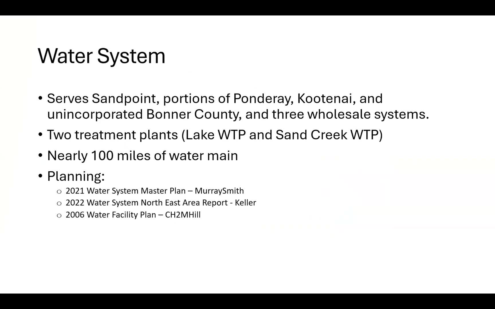 Sandpoint council workshop flags $30M water needs, $130M wastewater replacement and legal limits on growth outside city limits