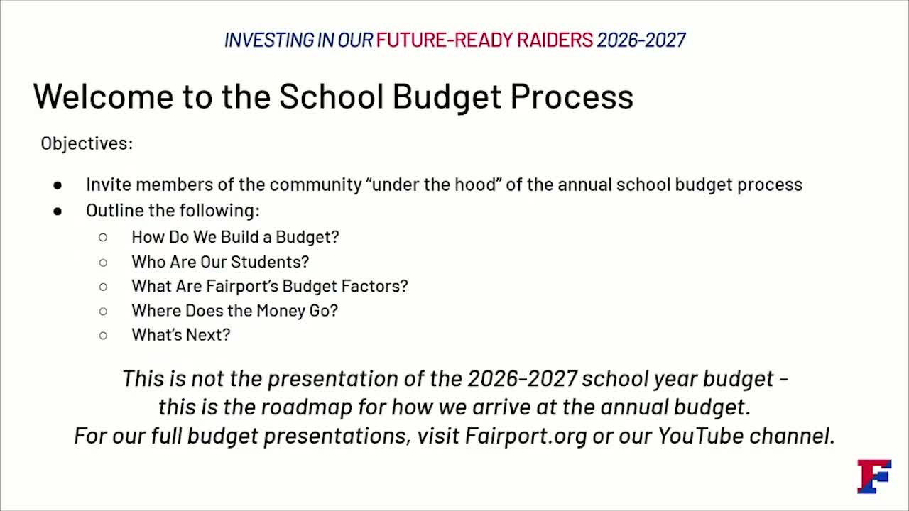 Fairport administrators outline budget revenues, tax‑cap mechanics and May 19 vote