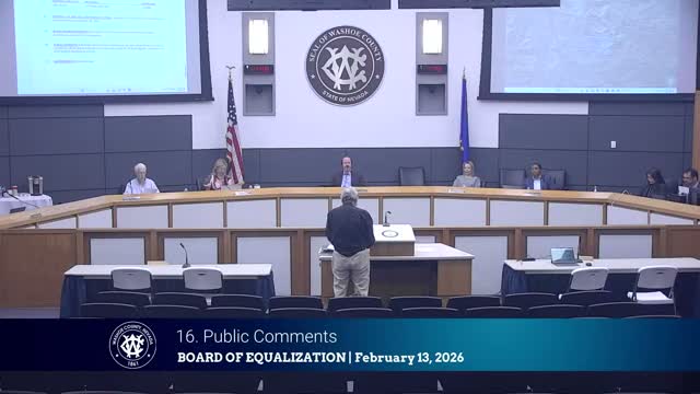 Long-time homeowner urges Washoe County to review land-valuation approach; clerk offers appeal forms