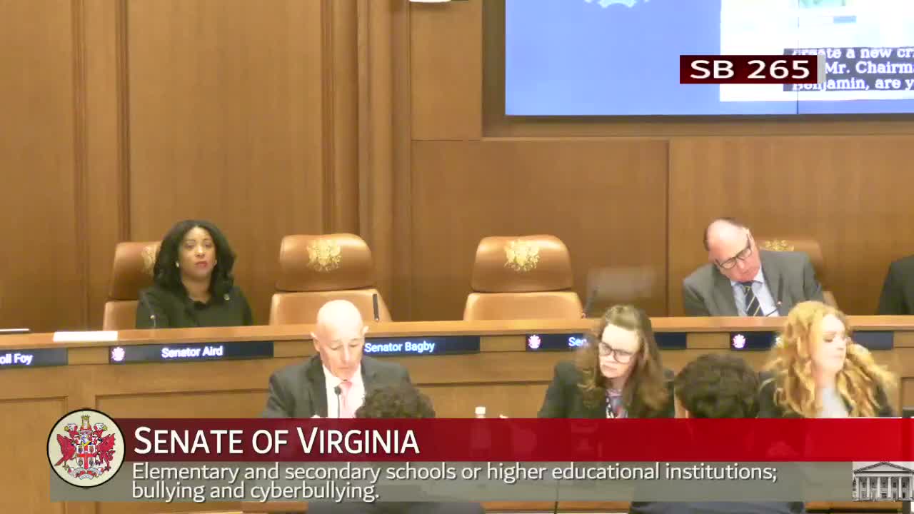 Committee carries over proposed aggravated-bullying felony/misdemeanor bill after broad debate