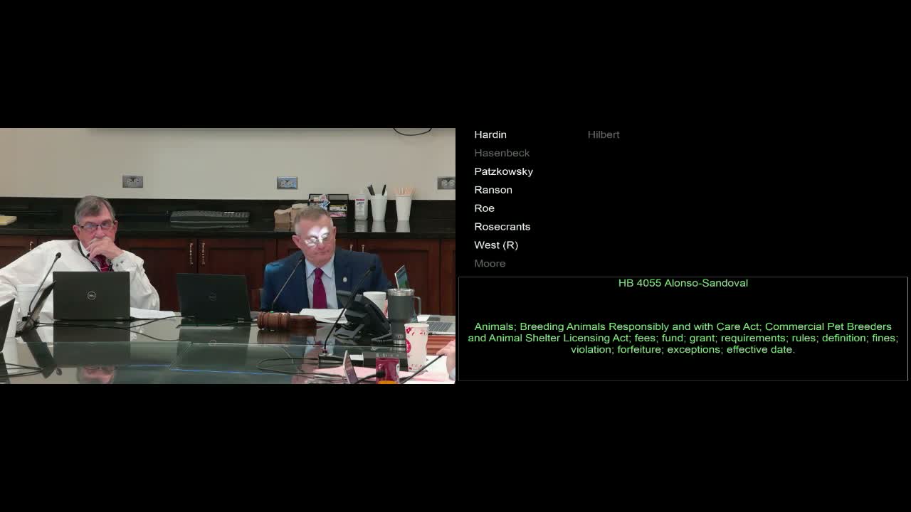 Breeder‑regulation bill that would fund no‑notice inspections fails in committee amid funding concerns