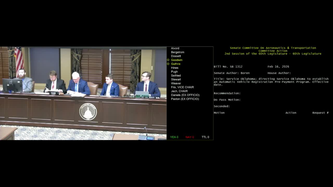 Senate panel rejects proposal to let drivers prepay EV/tag fees; author struck title then bill fails