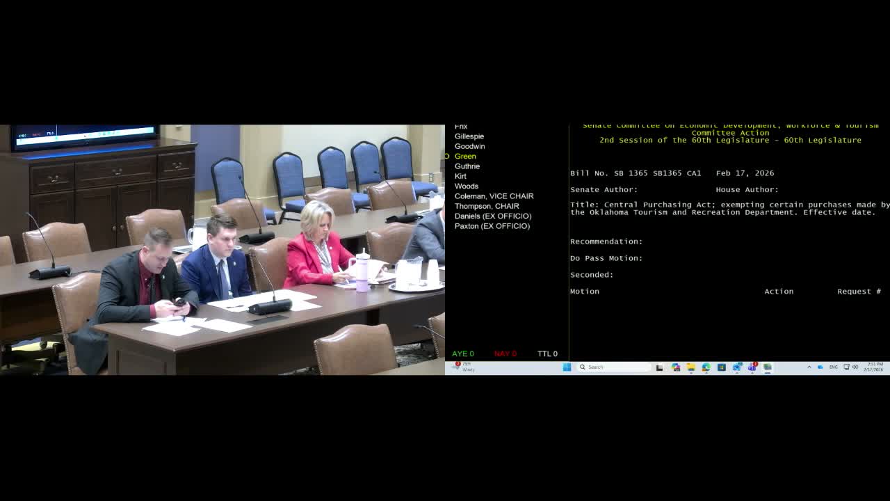 Committee approves emergency clause and raises purchase threshold for tourism retail restocking to $75,000