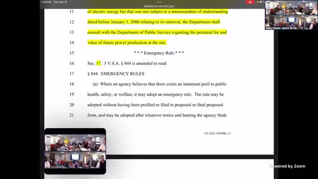 Lawmakers review H.632 provision to let Vermont use emergency rules when federal rollbacks disrupt state programs