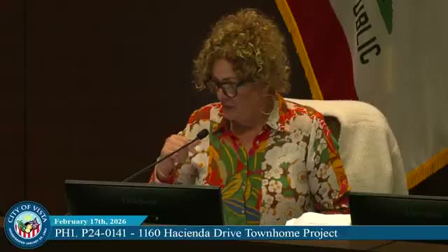 Vista planners unanimously back 63‑unit Hacienda Drive townhome project despite parking and safety concerns