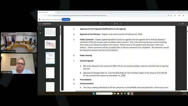 Alpena council approves $903,733.45 in bills, authorizes signatures and postpones animal ordinance to April 20