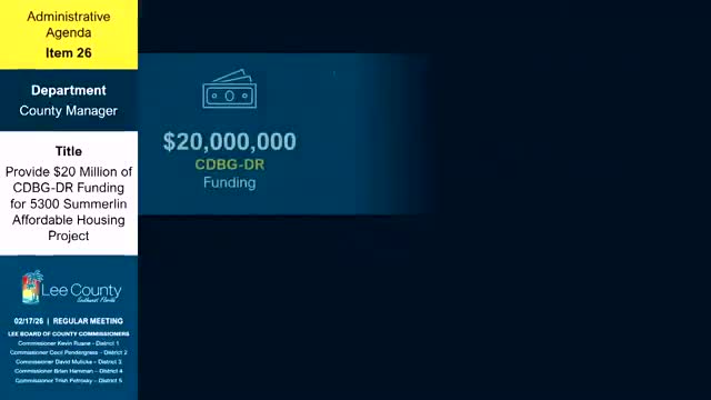 Board approves $20M in CDBG‑DR funds for 5300 Summerlin affordable housing project