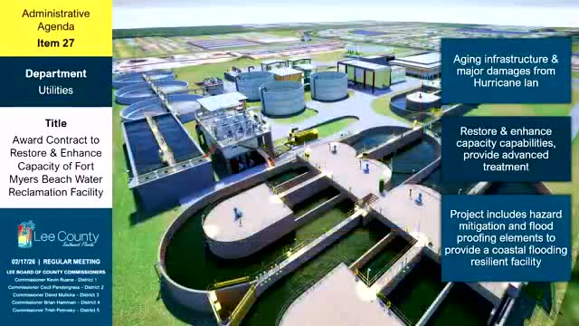 Lee County approves contract to rebuild Fort Myers Beach wastewater plant with elevated, flood-resilient design