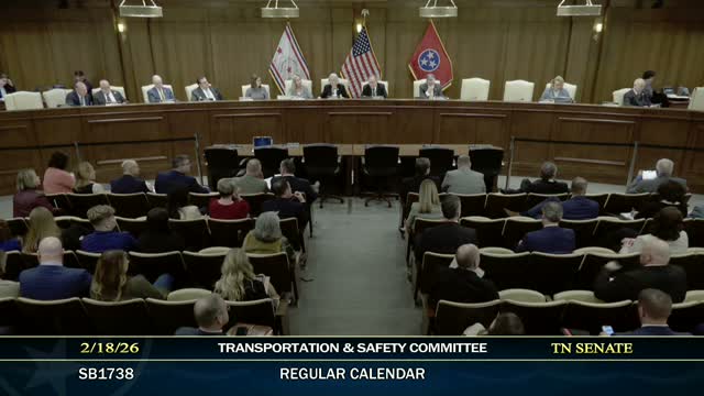 Senate Transportation committee: hands‑free amendment, EV fee waiver, Nashville resolution and short‑line rail letter