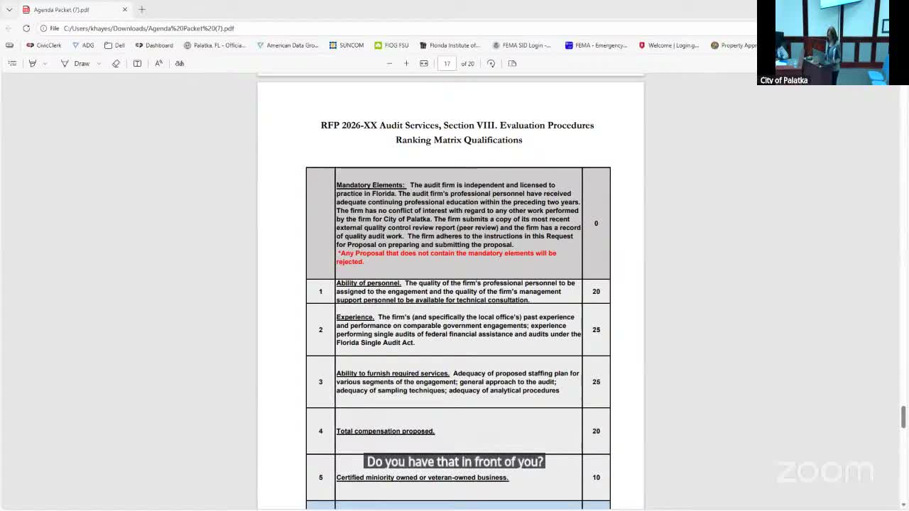 Palatka audit committee tightens RFP timeline, clarifies auditor qualifications