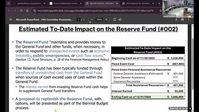 Flood recovery uncertainty leaves Snoqualmie reserves below target without federal reimbursements, staff says