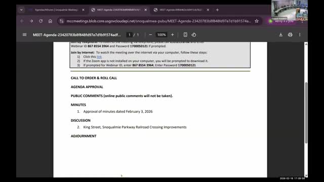 City committee hears plans for King Street, Snoqualmie Parkway railroad crossing safety upgrades