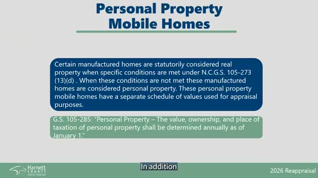 Harnett County updates mobile‑home assessment schedule; some manufactured homes get large value increases