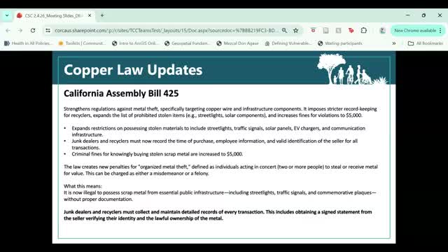 Committee highlights copper-theft damage to EV chargers; cites Assembly Bill 425 as new enforcement tool