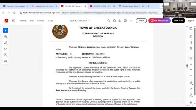 Board approves second driveway access for 186 Dubonnet Drive