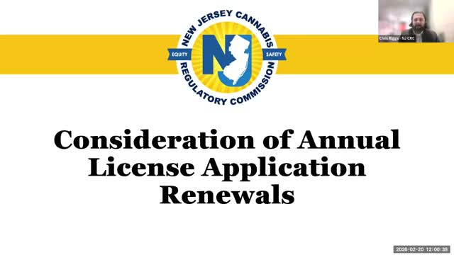 New Jersey Cannabis Regulatory Commission approves two adult‑use license renewals