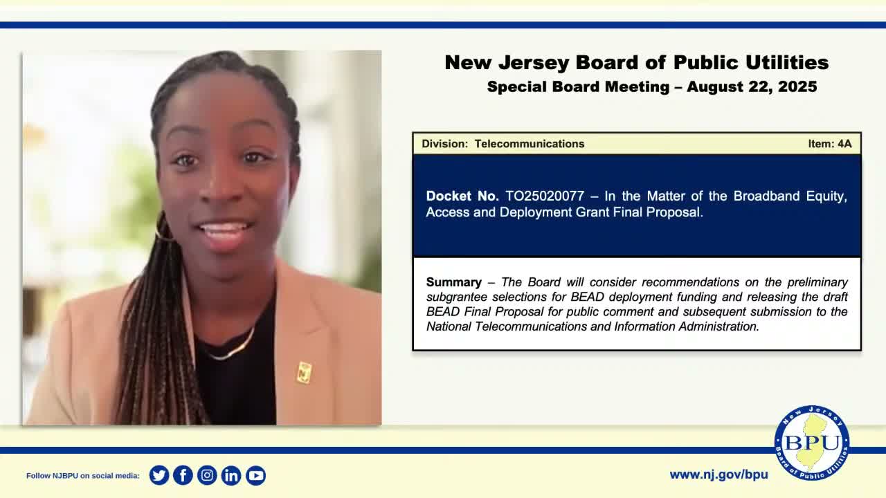 New Jersey board authorizes preliminary BEAD awards to 36 projects, posts final proposal for seven-day comment period