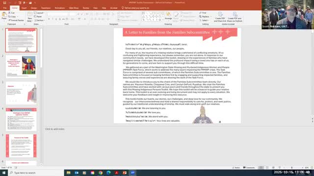 Task force presents trauma-informed Missing and Murdered Indigenous Persons toolkit, templates and alert guidance