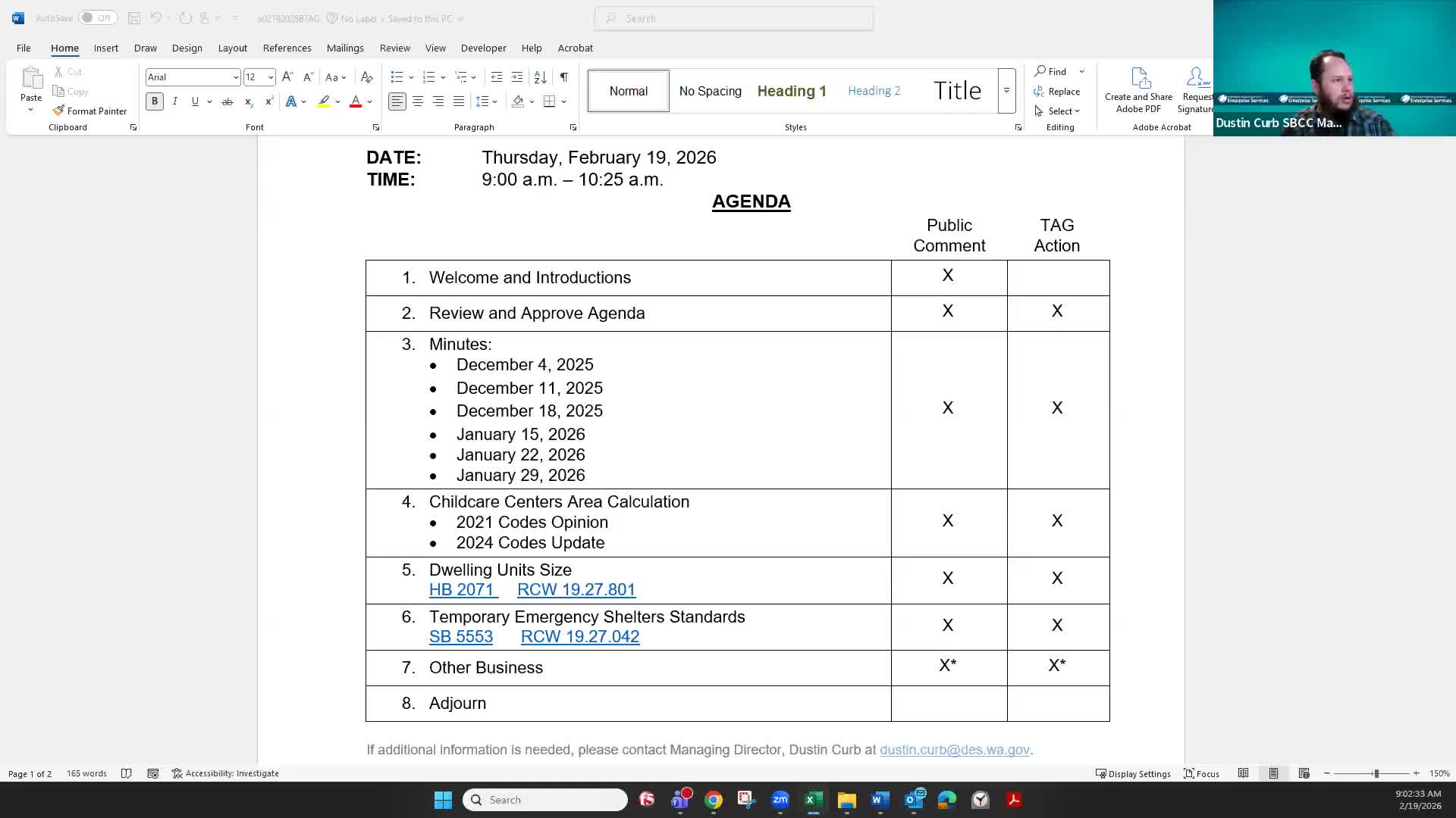 Building Code Council meeting falls short of quorum; chair to ask executive committee about ex officio designations