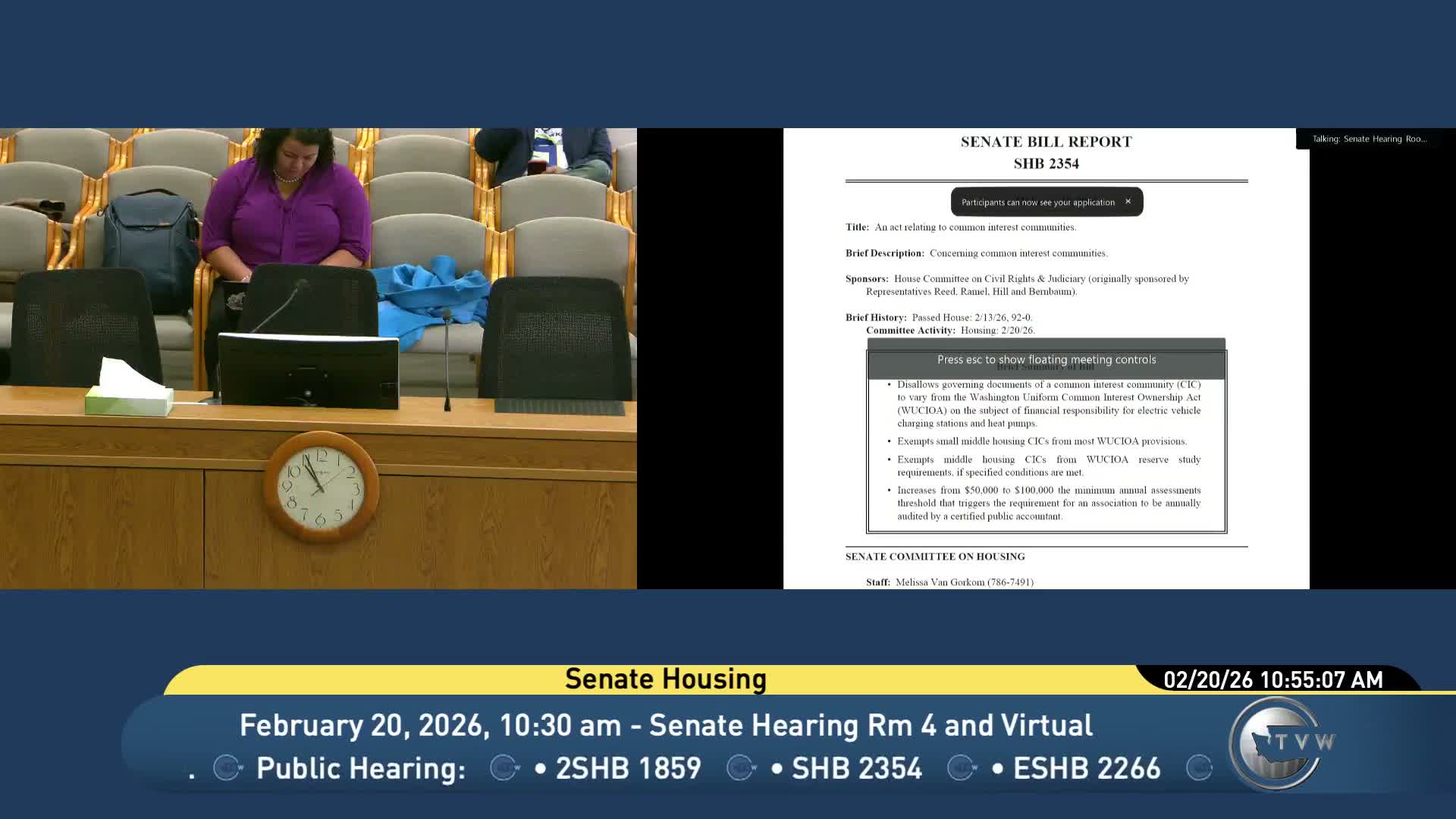 Committee hears small‑association fixes to WACOIA aimed at easing compliance for middle housing and small CICs