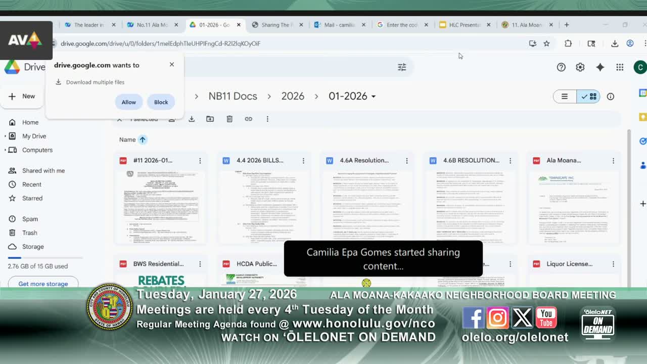 Resilience-hub organizers and Hawaii Bicycling League brief Ala Moana board on community preparedness and road safety