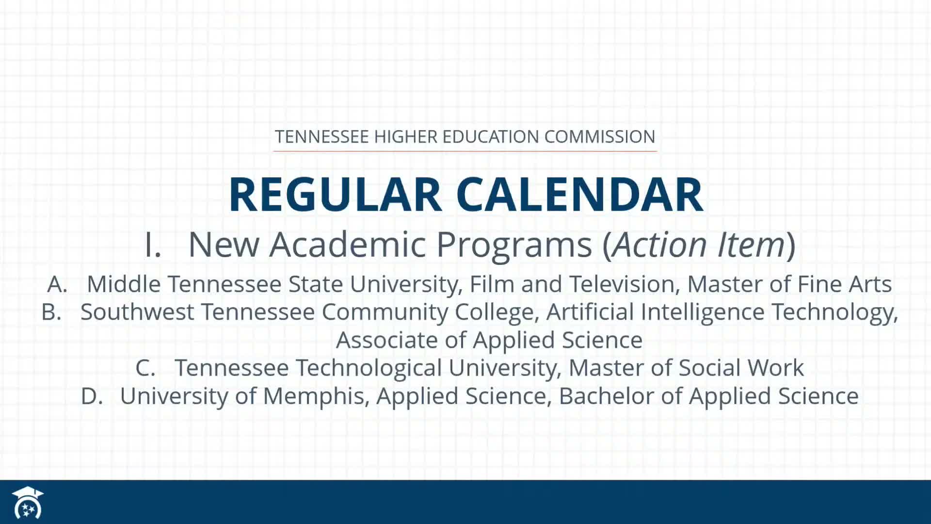 THEC approves new academic programs, two campus master plans and revised FY25‑26 operating budget