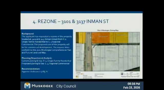Council approves rezoning of two Emman Street parcels for regional commercial use