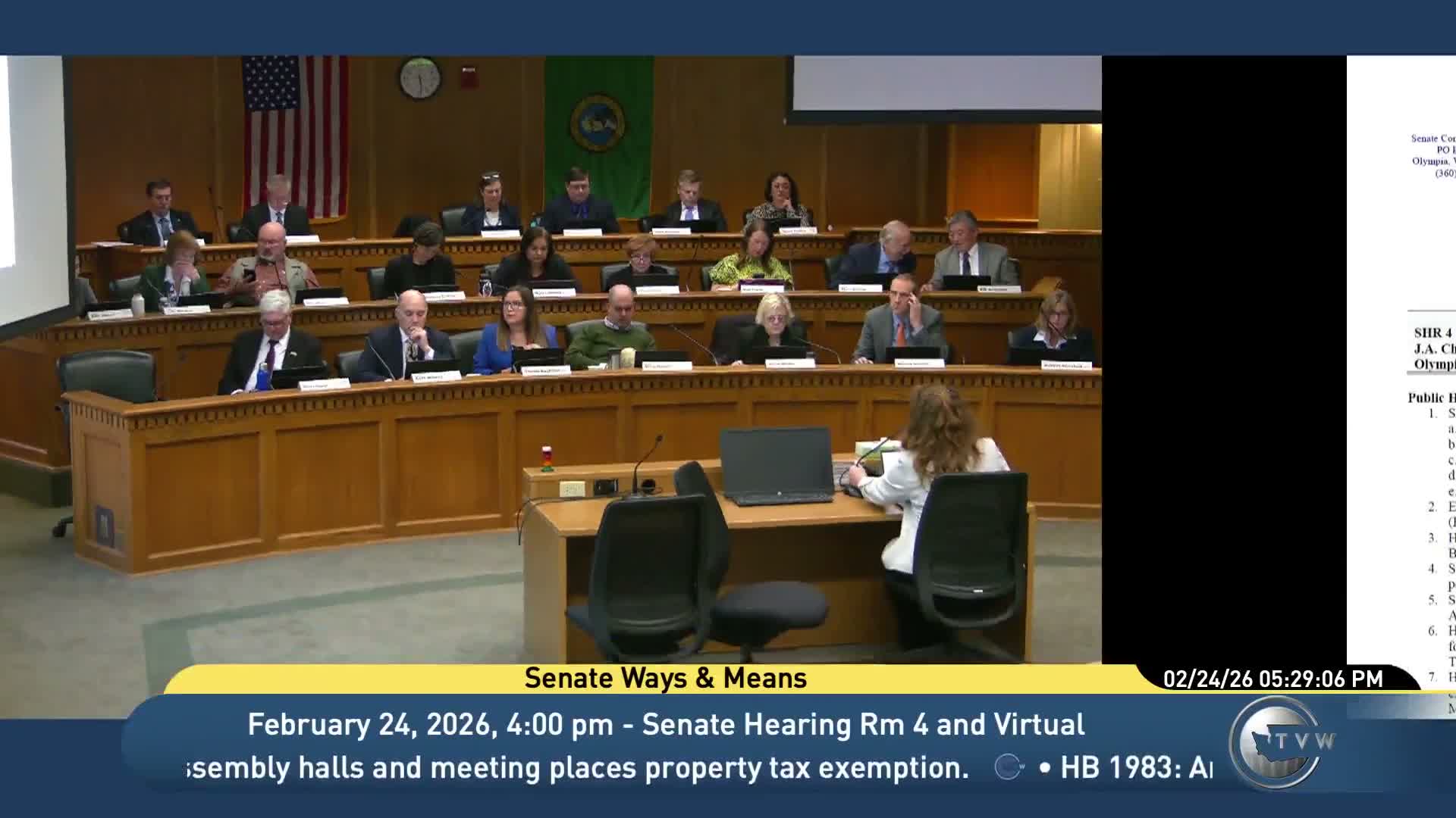 Committee hears a string of smaller bills on predesigns, property tax exemptions, SNAP forecasting and wildfire funding