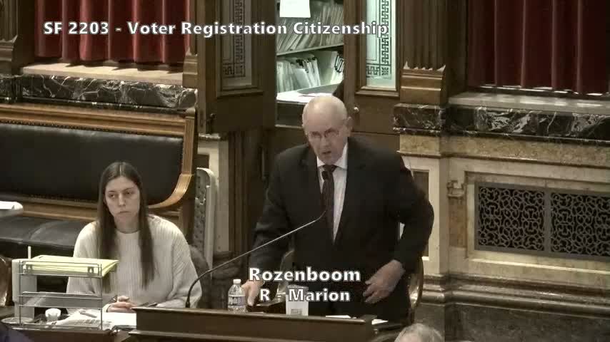 Senate approves bill using SAVE to verify voter citizenship; amendment adopted, vote 34–13