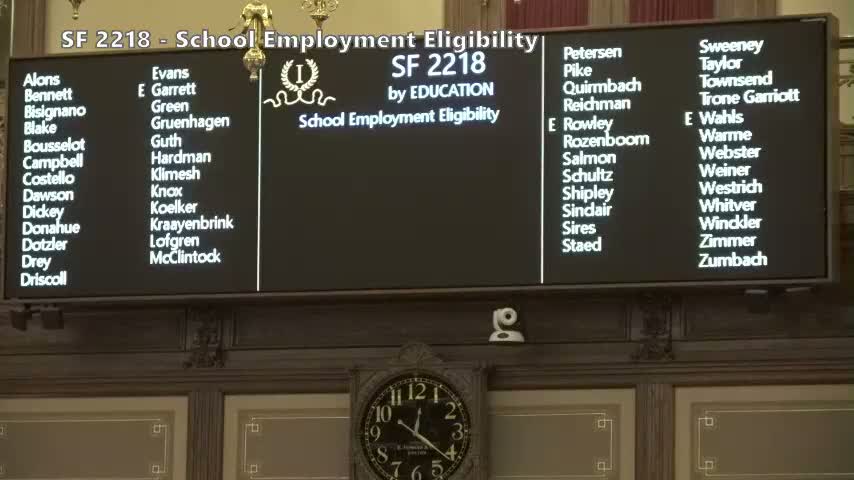 Senate adopts measure requiring verification of identity and work authorization for educators; amendment clarifies language